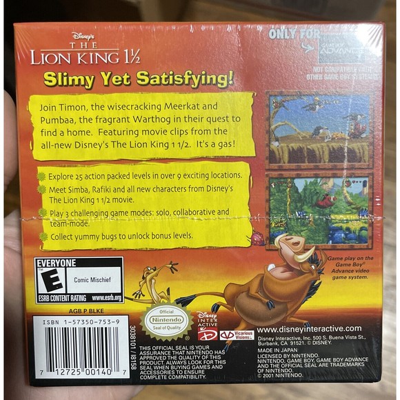 Lion King 1 1/2 GBA (Brand New Factory Sealed US Version) Game Boy Advance - Picture 2 of 6